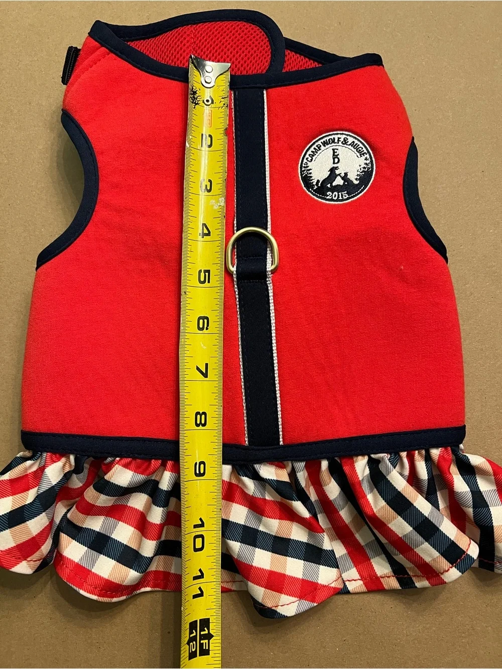 Ellen Degeneres Red & Navy Plaid Ruffle Dog Life Jacket Dress. Size M